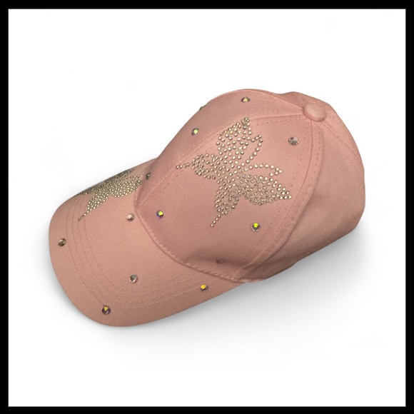 COG ~ pink rhinestone butterfly baseball cap - Picture 1 of 3